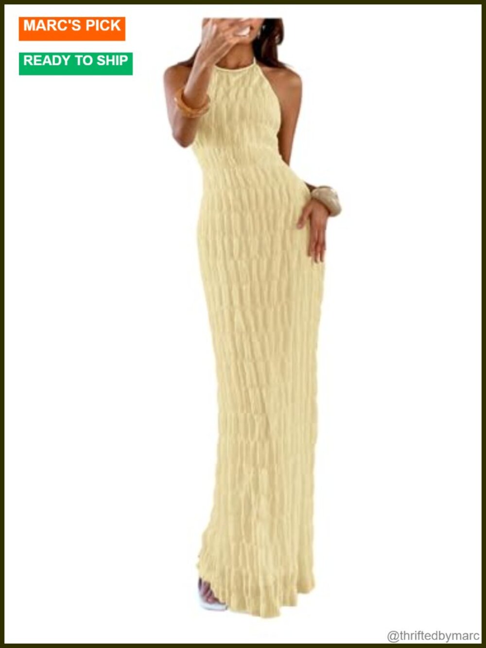 Halter Backless Maxi Dress Ruffle Tiered Boho Wedding Guest Party